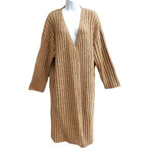 Eloquii Long Ribbed Sweater Duster Cardigan Knit Camel Beige Below Knee 14 16